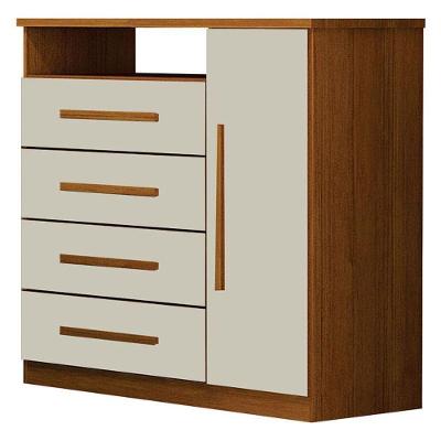 Cômoda Diamante 4 Gavetas em MDF com Corrediças Telescópicas Off White