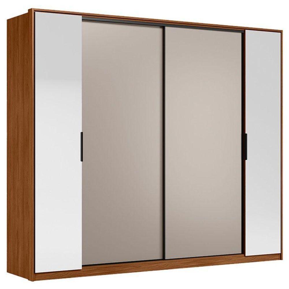 Guarda Roupa Casal Laredo Nogueira Nude Prime Tx Flex Com Espelho Demóbile - Demartêz - 1