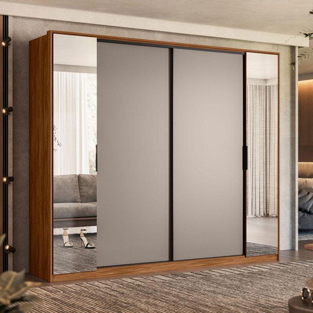 Guarda Roupa Casal Laredo Nogueira Nude Prime Tx Flex Com Espelho Demóbile - Demartêz - 5