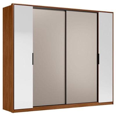 Guarda Roupa Casal Laredo Nogueira Nude Prime Tx Flex Com Espelho Demóbile - Demartêz