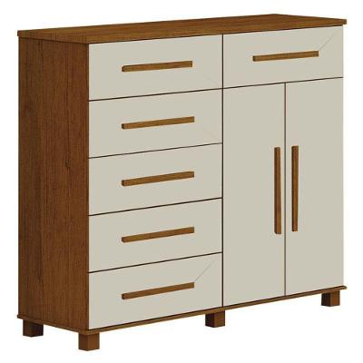 Cômoda São Paulo 6 Gavetas 2 Portas Cinamomo Off White ? Leifer Móveis
