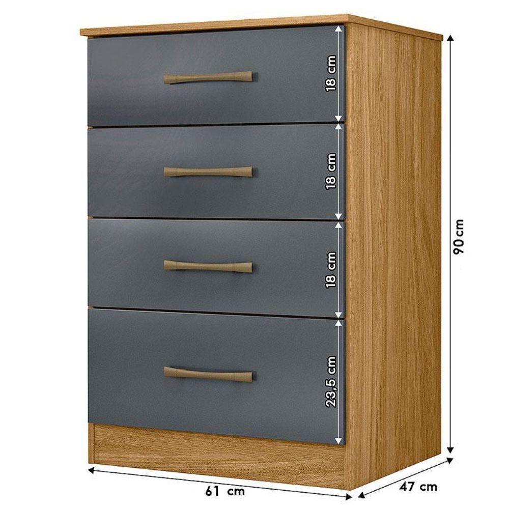 Cômoda Gaveteiro Ambiente Ms913 Freijó Cinza - Moval - 2