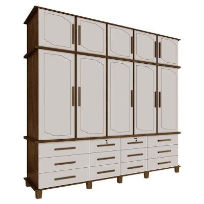 Guarda Roupa Casal Berlim Malbec Off White MDP MDF Luapa Móveis