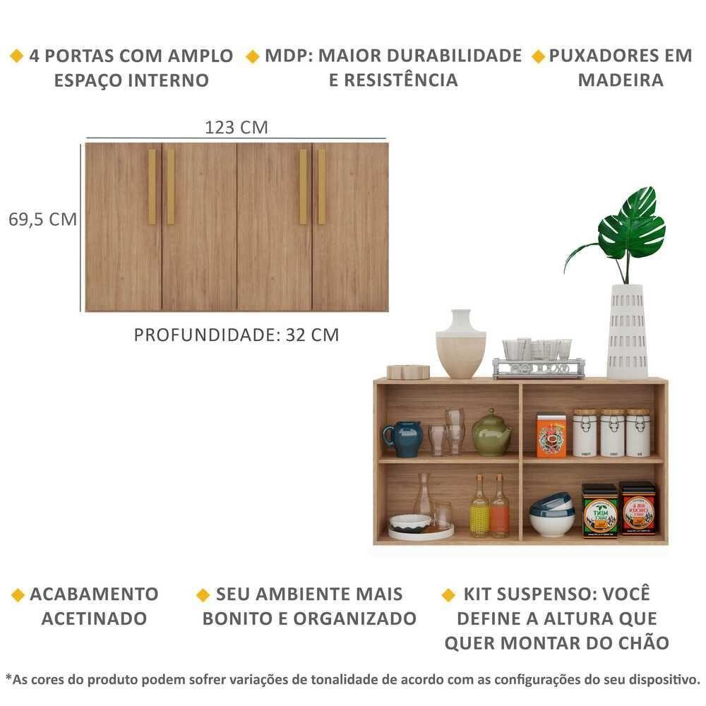 Aparador Buffet 4 Portas Suspenso Viena Rustic/natural - 5