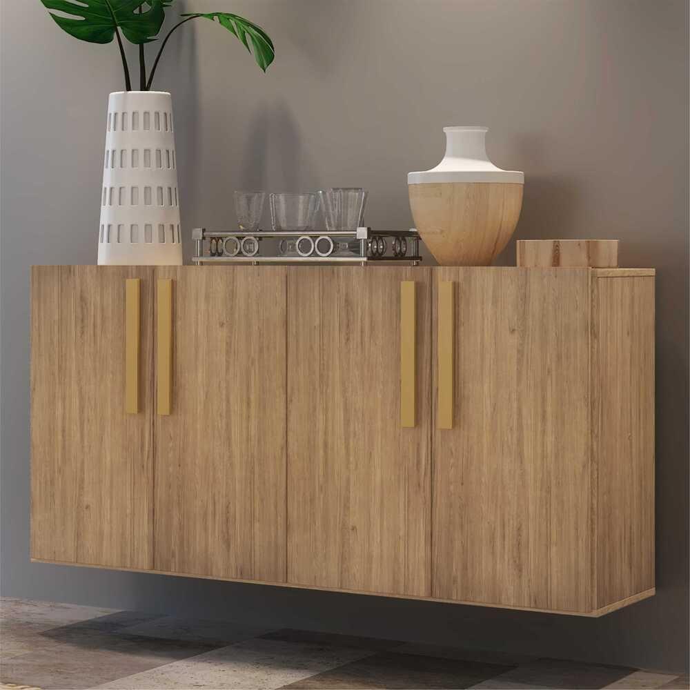 Aparador Buffet 4 Portas Suspenso Viena Rustic/natural - 7