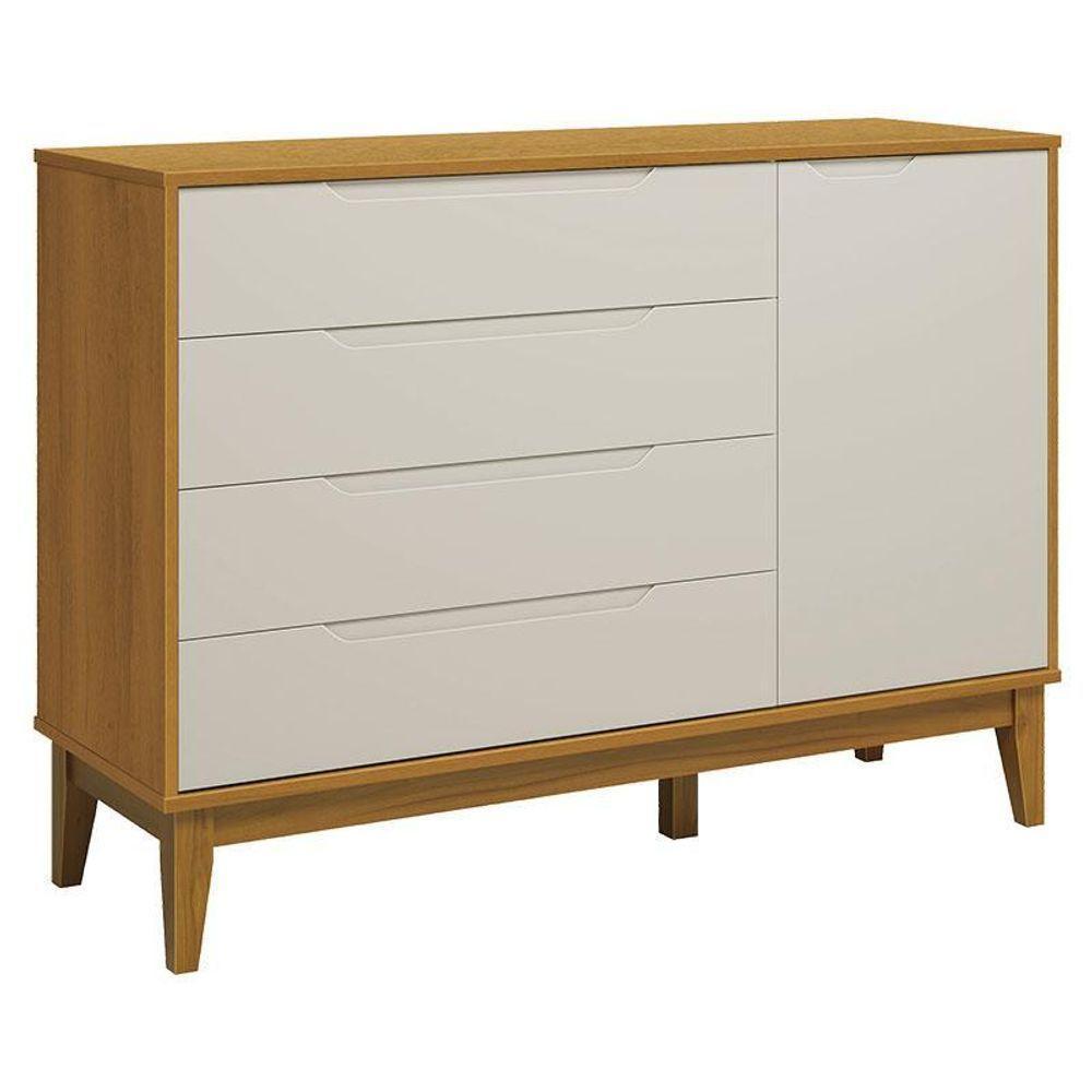 Cômoda Com Porta Classic Elfe Areia Acetinado Savana Amadeirado - Reller - 1