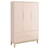 Guarda Roupa Infantil New Classic 3 Portas Rosa Com Pés Madeira Natural ? Reller - 1
