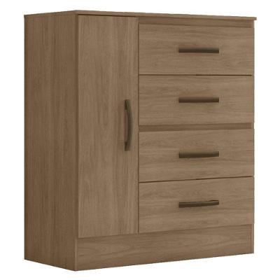 Cômoda Lite 4 Gavetas 01 Porta Carvalho Oak ? Móveis Leão
