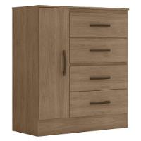 Cômoda Lite 4 Gavetas 01 Porta Carvalho Oak ? Móveis Leão - 1