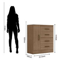 Cômoda Lite 4 Gavetas 01 Porta Carvalho Oak ? Móveis Leão