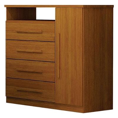 Cômoda Diamante 4 Gavetas em MDF com Corrediças Telescópicas Amadeirado