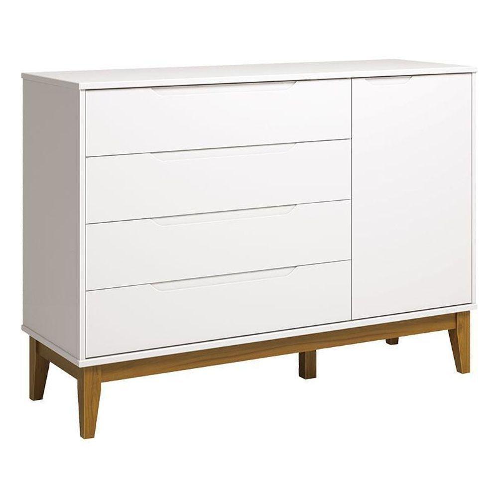 Cômoda Com Porta Classic Elfe Branco Acetinado Amadeirado - Reller - 1