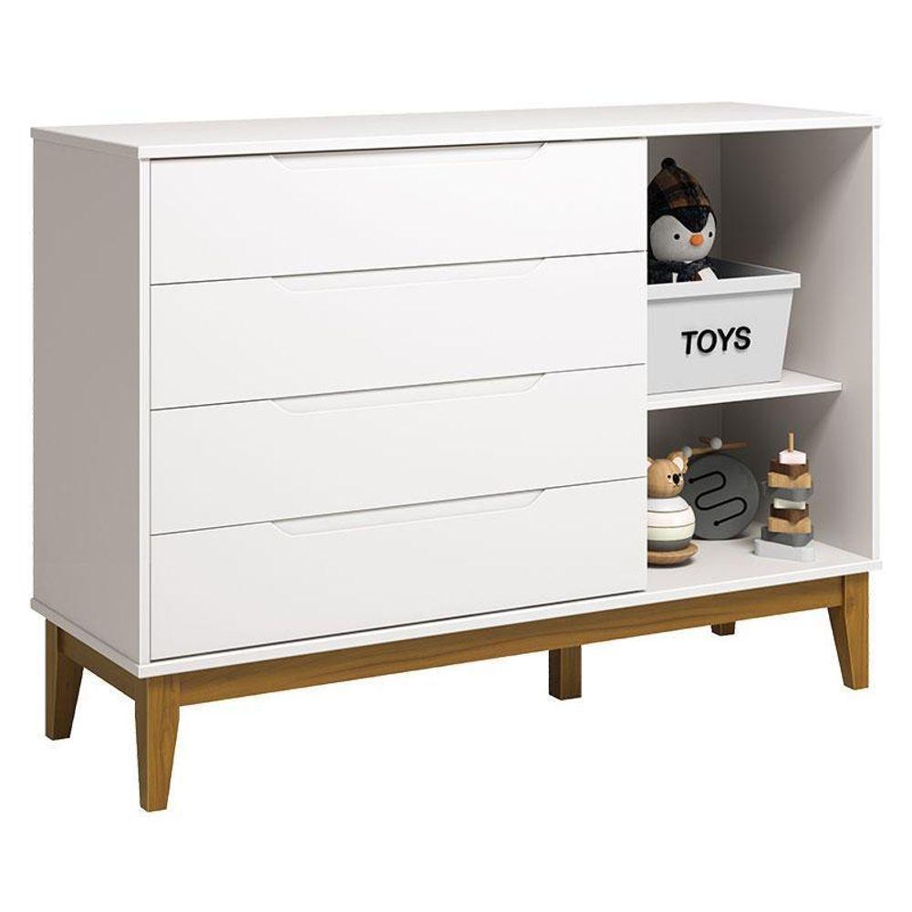 Cômoda Com Porta Classic Elfe Branco Acetinado Amadeirado - Reller - 2