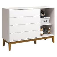 Cômoda Com Porta Classic Elfe Branco Acetinado Amadeirado - Reller - 2