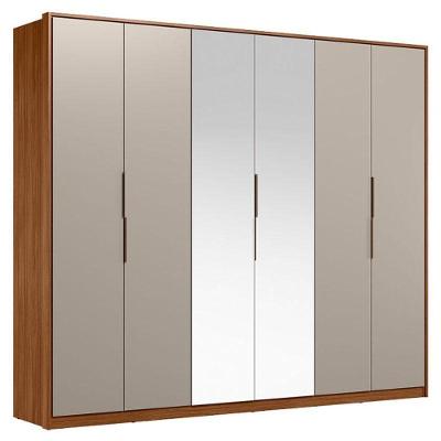 Guarda Roupa Casal Atrice 6 Portas Nogueira Nude Prime Tx Com Espelho Demóbile ? Demartêz