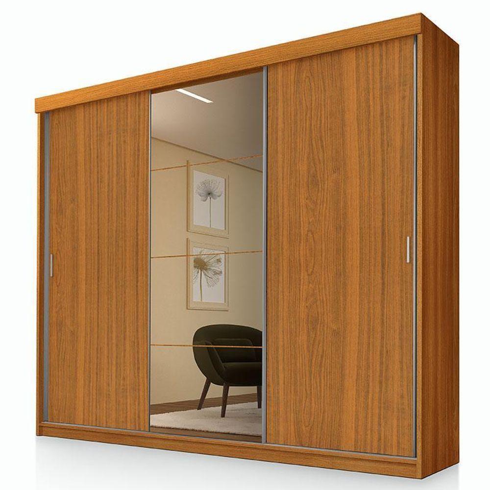 Guarda Roupa Casal Ambiente ímola 3 Portas De Correr Com Espelho Freijó - Luapa - 5