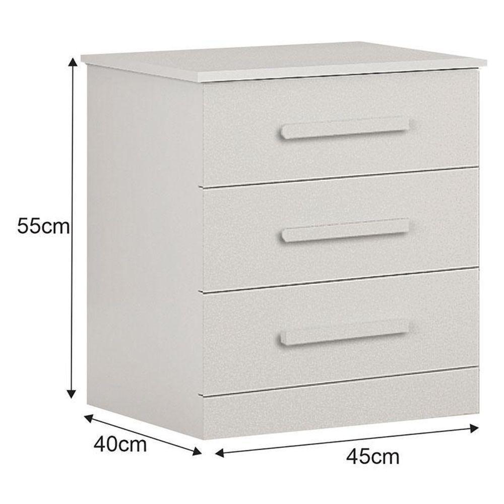 Criado Rubi 3 Gavetas Branco ? Leifer Móveis - 2