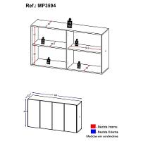 Aparador Buffet 4 Portas Suspenso Veneza Multimóveis Rustic