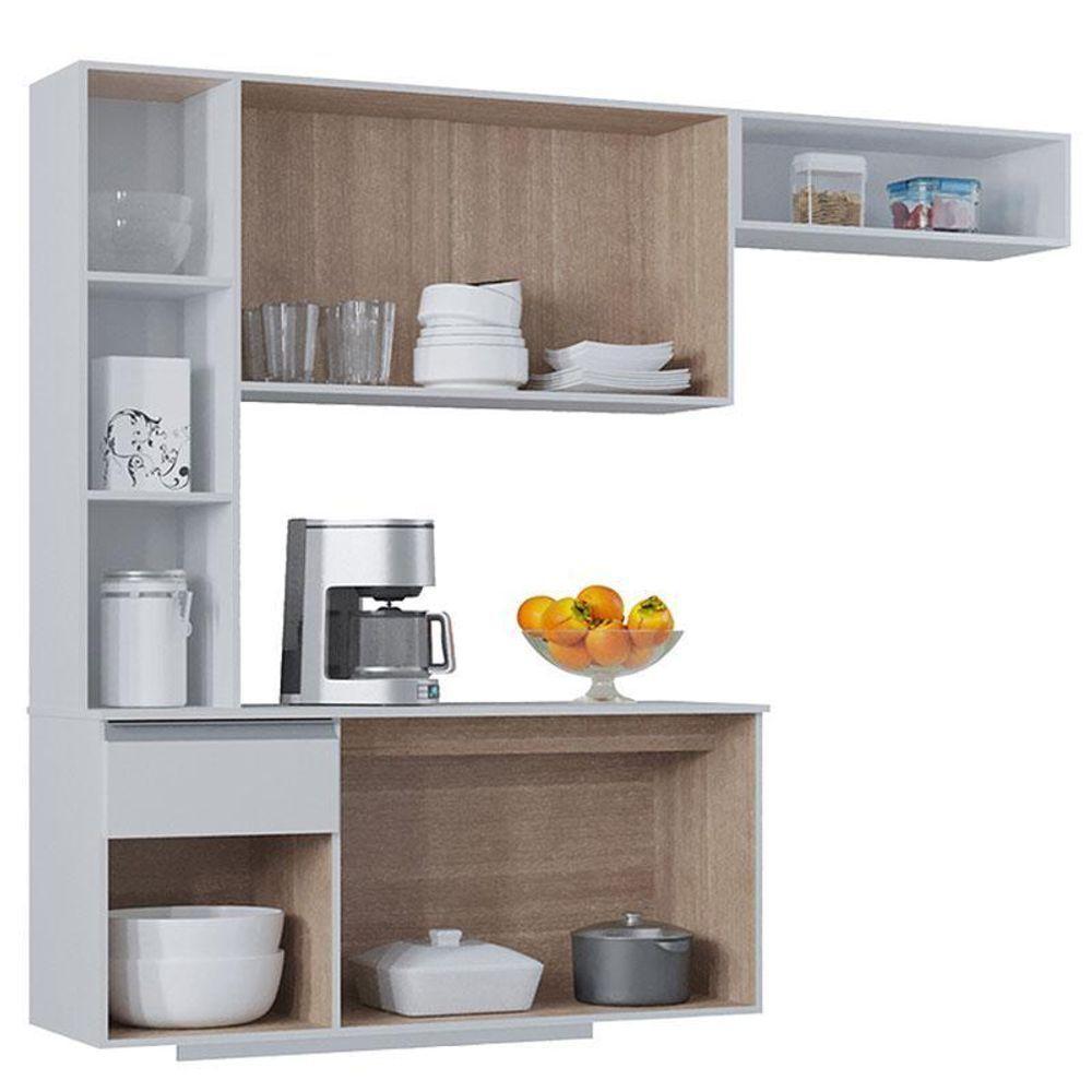 Cozinha Suspensa Com Balcão Mel 163 Cm Branco– Poquema - 3