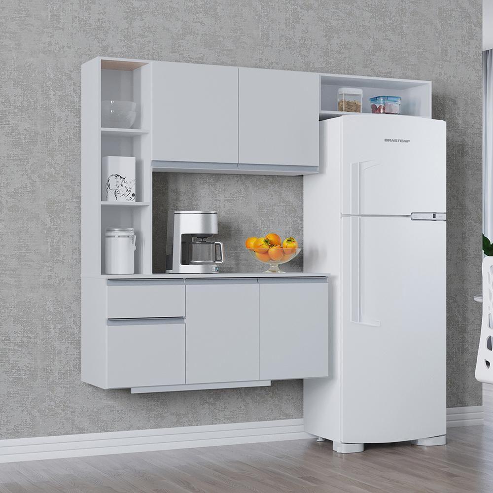 Cozinha Suspensa Com Balcão Mel 163 Cm Branco– Poquema - 6