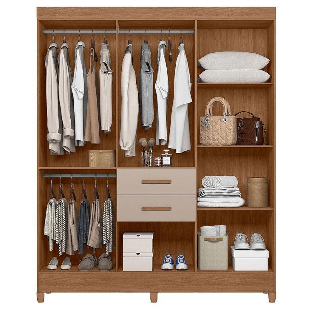 Guarda Roupa Solteiro Ambiente Malta 7 Portas Carvalho Fendi Com Espelho - Moval - 3