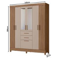 Guarda Roupa Solteiro Ambiente Malta 7 Portas Carvalho Fendi Com Espelho - Moval - 2