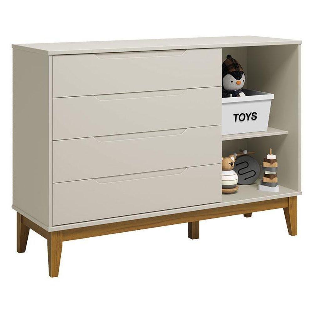 Cômoda Com Porta Classic Elfe Areia Acetinado Amadeirado - Reller - 2