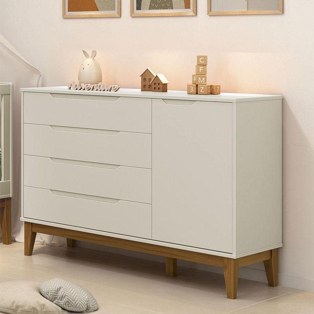 Cômoda Com Porta Classic Elfe Areia Acetinado Amadeirado - Reller - 3