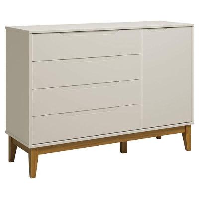 Cômoda Classic Elfe 4 Gavetas em MDF com Puxador Embutido Areia Acetinado Amadeirado