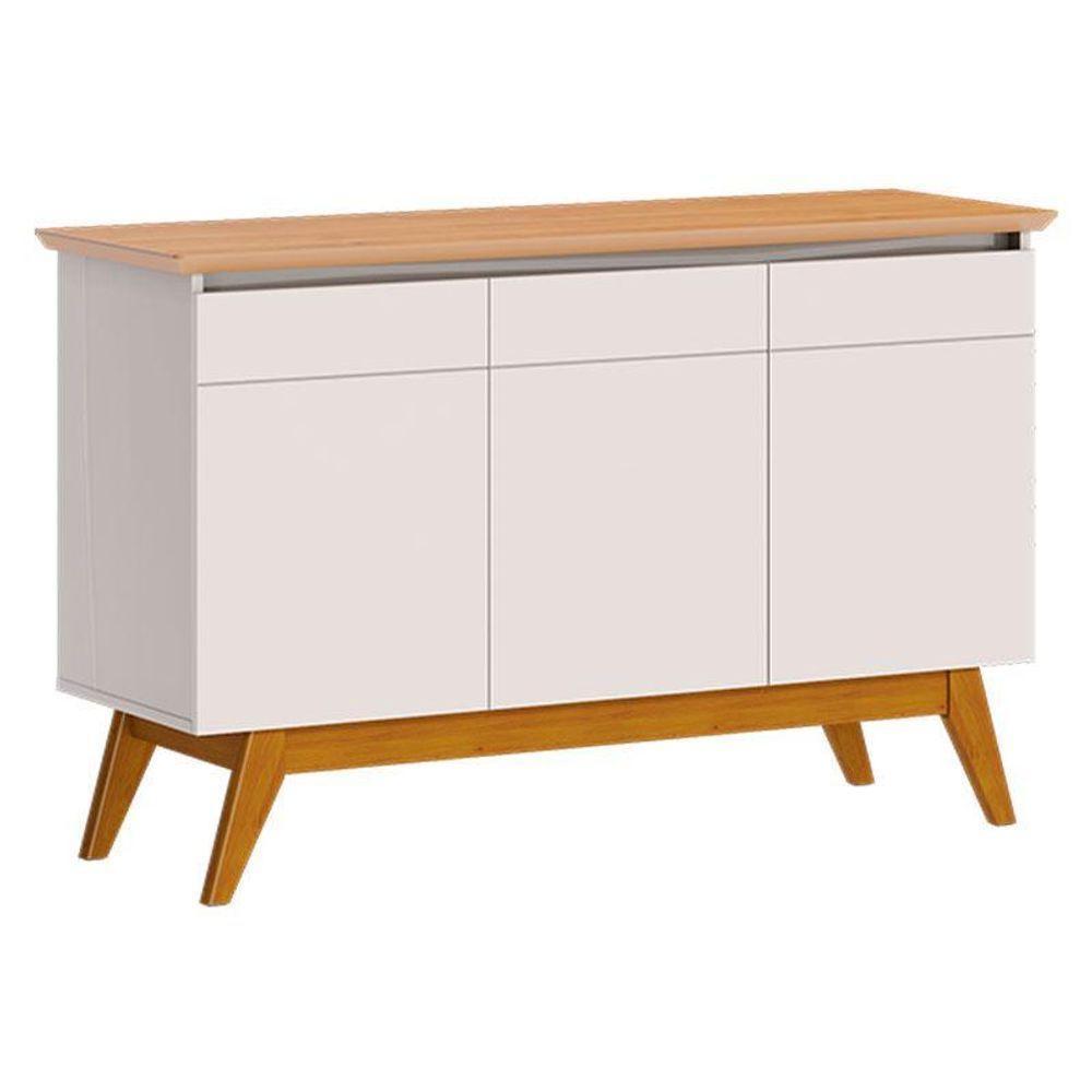 Aparador Para Sala Buffet Ambiente Classic 3 Portas Com Gaveta Off White Nature - Imcal - 3