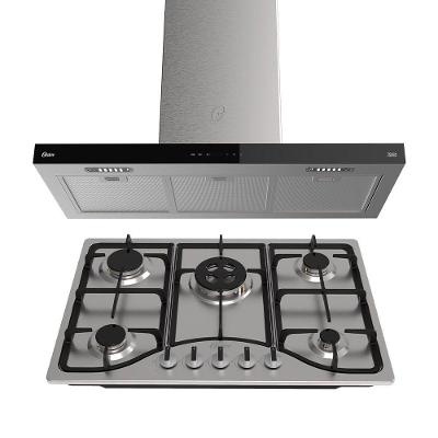 Kit Inox Cooktop A Gás 5 Bocas E Coifa De Ilha 90 Cm Oster 220V