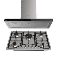 Kit Inox Cooktop A Gás 5 Bocas E Coifa De Ilha 90 Cm Oster 220V - 1