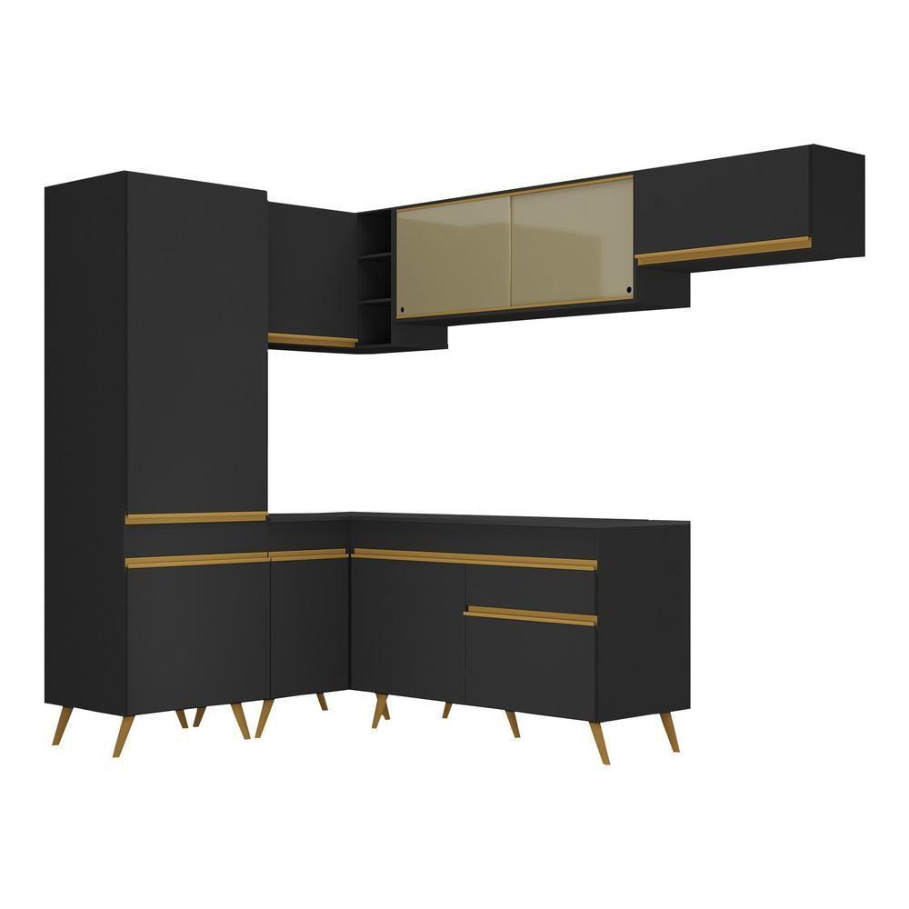 Cozinha Completa De Canto Veneza Gb Mp2051 Com Armário E Balcão Preta - 4