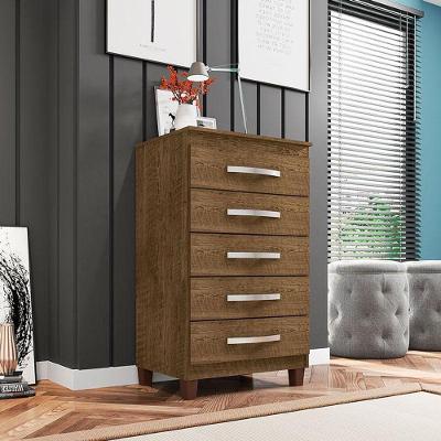 Cômoda Ambiente Catar 5 Gavetas em MDF com Puxador Plástico Malbec