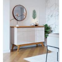 Aparador Para Sala Buffet Classic 3 Portas Com Gaveta Off White Nature - Imcal - 4