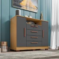 Cômoda Madri 4 Gavetas 2 Portas Carvalho Americano Grafite - Incorplac - 2