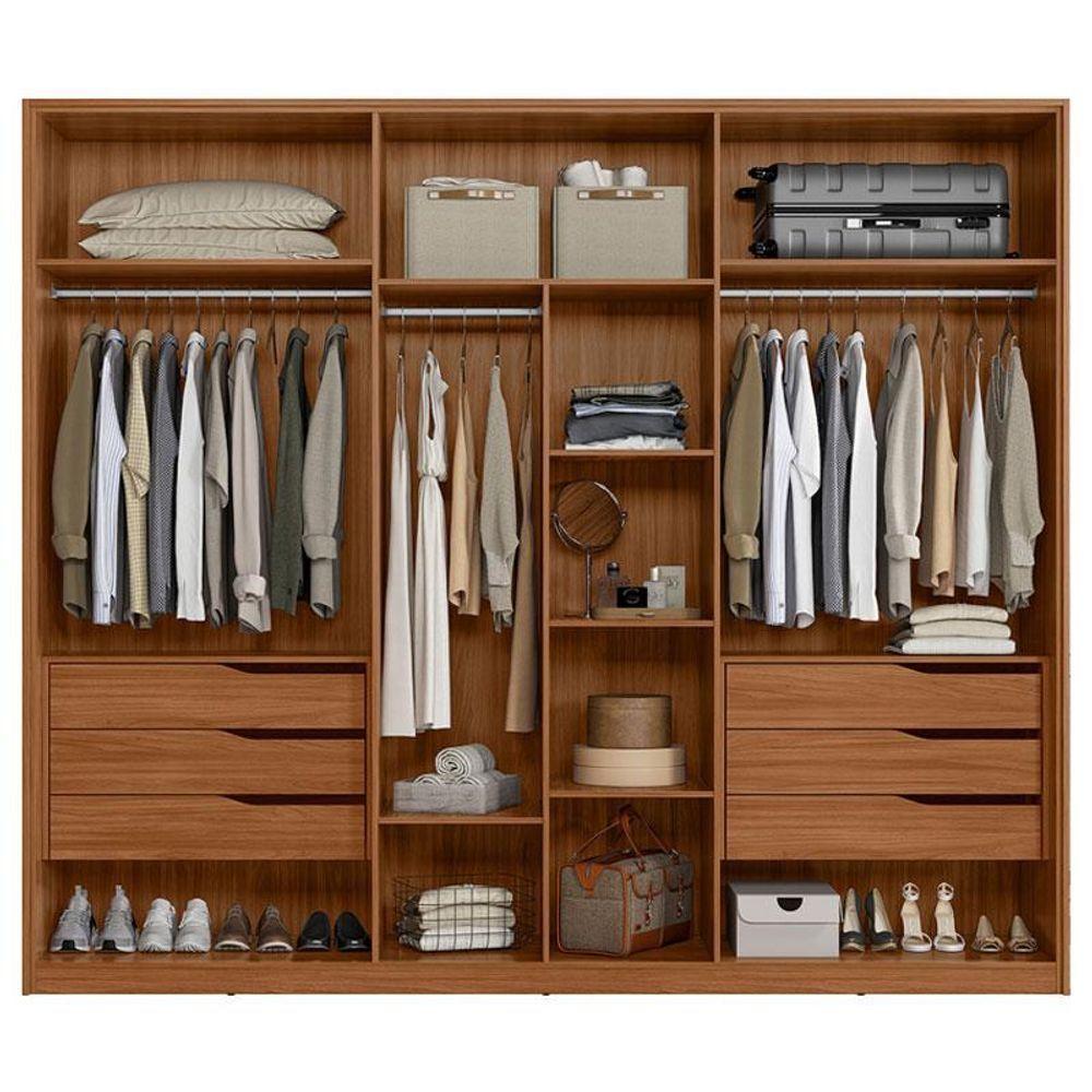 Guarda Roupa Casal Atrice Ambiente 6 Portas Nogueira Nude Prime Tx Com Espelho Demóbile ? Demartêz - 2