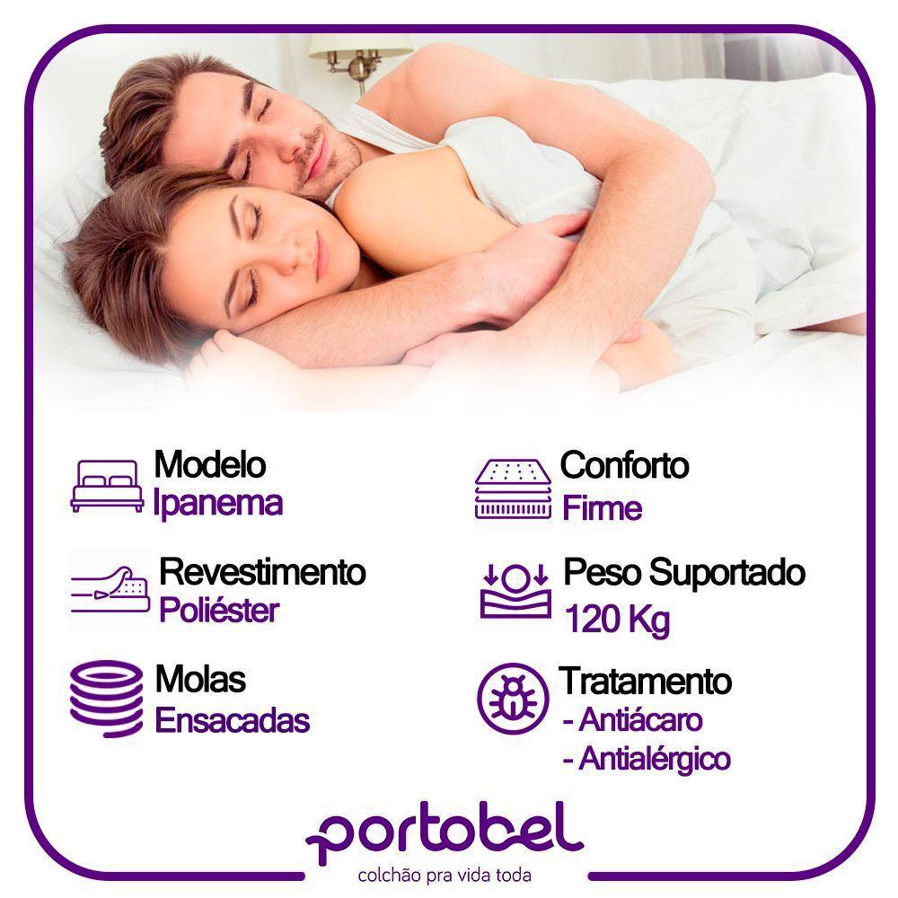 Cama Box Baú Casal Sintético + Colchão De Molas Ensacadas Portobel Ipanema - 138x188x66cm Preto - 7