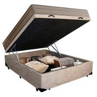 Cama Box Baú Casal Suede + Colchão De Molas Ensacadas Portobel Ipanema -  138x188x66cm Bege - 3