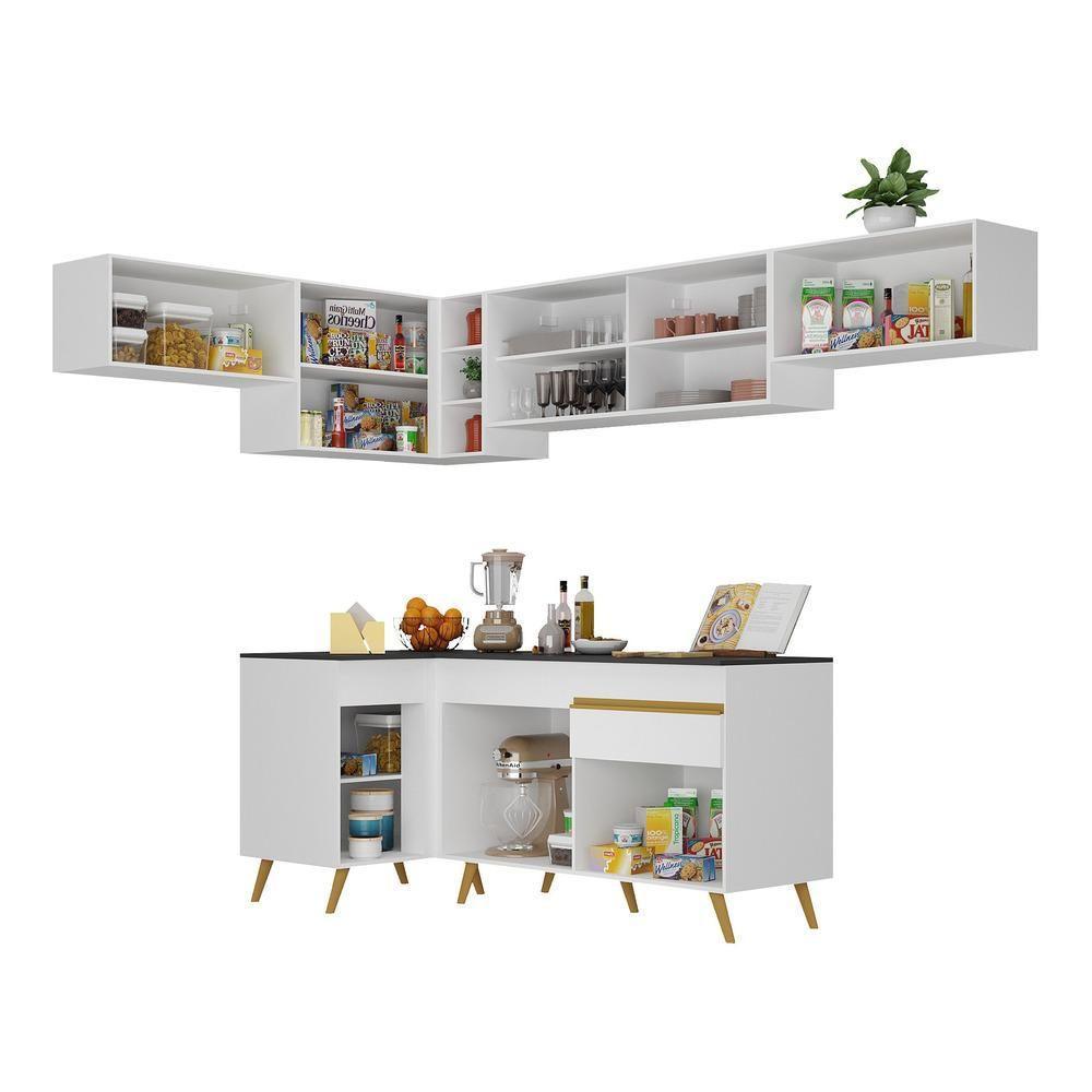 Cozinha Completa De Canto Veneza Gw Mp2060 Com Armário E Balcão Branca - 2