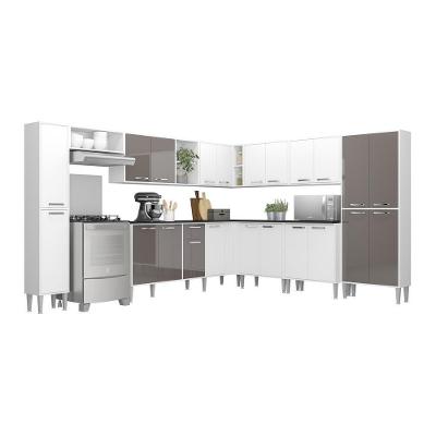 Armário de Cozinha Completa Xangai Pop 22 Portas 1 Gaveta MDP Branco 218cm