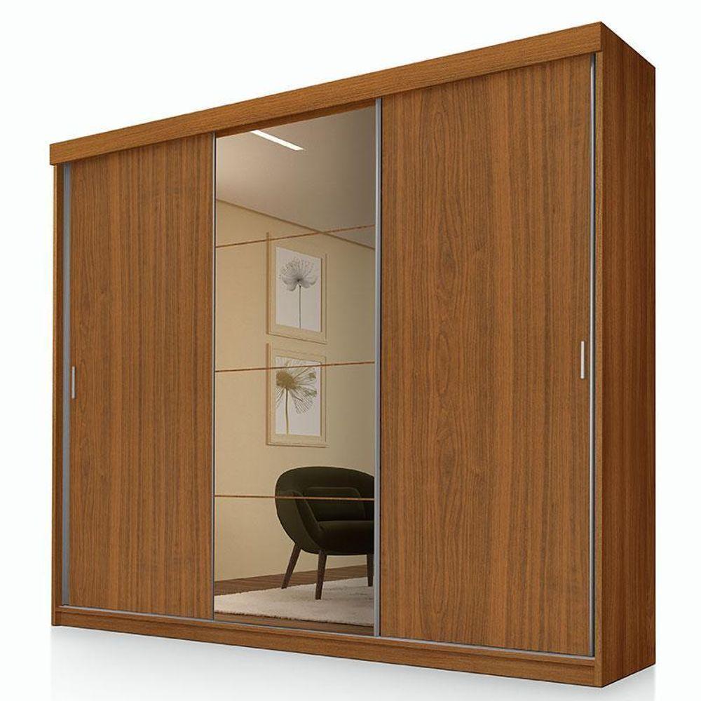 Guarda Roupa Casal Ambiente ímola 3 Portas De Correr Com Espelho Carvalho New - Luapa - 5