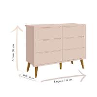 Cômoda Infantil 6 Gavetas Retrô Theo Rosa Acetinado Com Pés Madeira ? Reller - 2