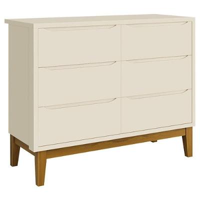 Cômoda Infantil Classic 6 Gavetas MDF com Puxadores Embutidos Bege