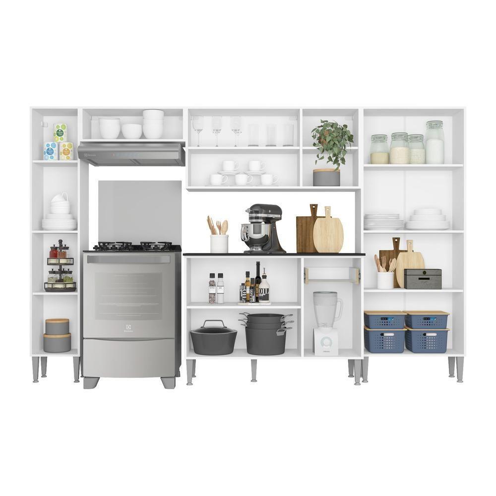 Cozinha Compacta Com Armário E Balcão Xangai Classic Multimóveis Branca/Lacca Fumê Branco/Lacca Fumê - 5
