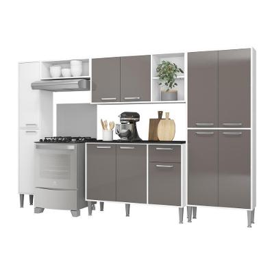 Cozinha Compacta Xangai Classic 11 Portas 1 Gaveta MDP 264cm Branco Lacca Fumê