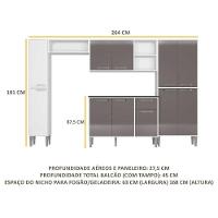 Cozinha Compacta Com Armário E Balcão Xangai Classic Multimóveis Branca/Lacca Fumê Branco/Lacca Fumê - 5