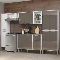 Cozinha Compacta Com Armário E Balcão Xangai Classic Multimóveis Branca/Lacca Fumê Branco/Lacca Fumê - 15