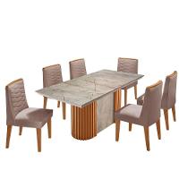 Mesa De Jantar Aspen 180cm Tampo Bp Canto Reto 6 Cadeiras Eloise Linho Capuccino Gris Royale - 2