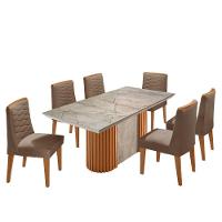 Mesa De Jantar Aspen 180cm Tampo Bp Canto Reto 6 Cadeiras Eloise Veludo Capuccino Gris Royale - 2